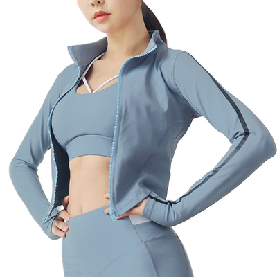 OEM Factory Stand Collar Full Zip Yoga Jacket Women Sportswear 100pcs MOQ