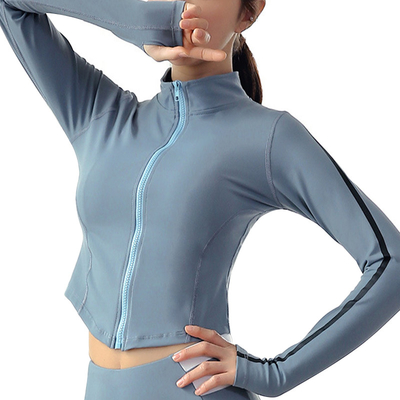 OEM Factory Stand Collar Full Zip Yoga Jacket Women Sportswear 100pcs MOQ